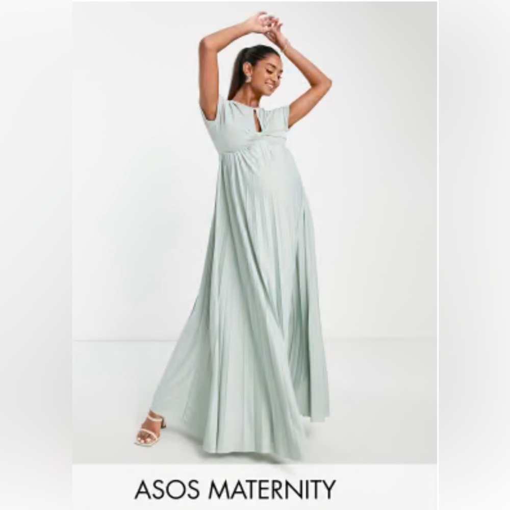 Elegant Mint Green Maternity Maxi Dress